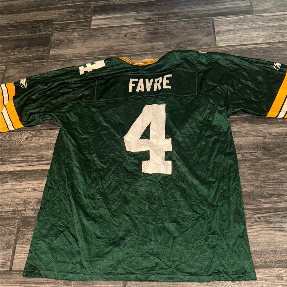 Reebok Brett Favre #4 Green and Gold Packers Jersey
